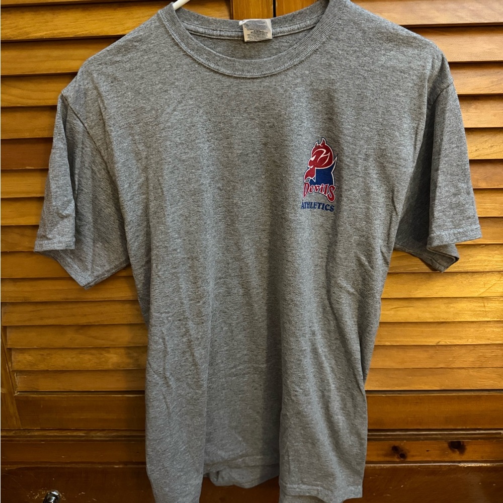 Jerzees Gray Athletic Tee with Red Logo